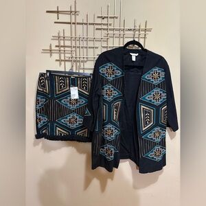 H&M Embroidered Jacket & Skirt Set
